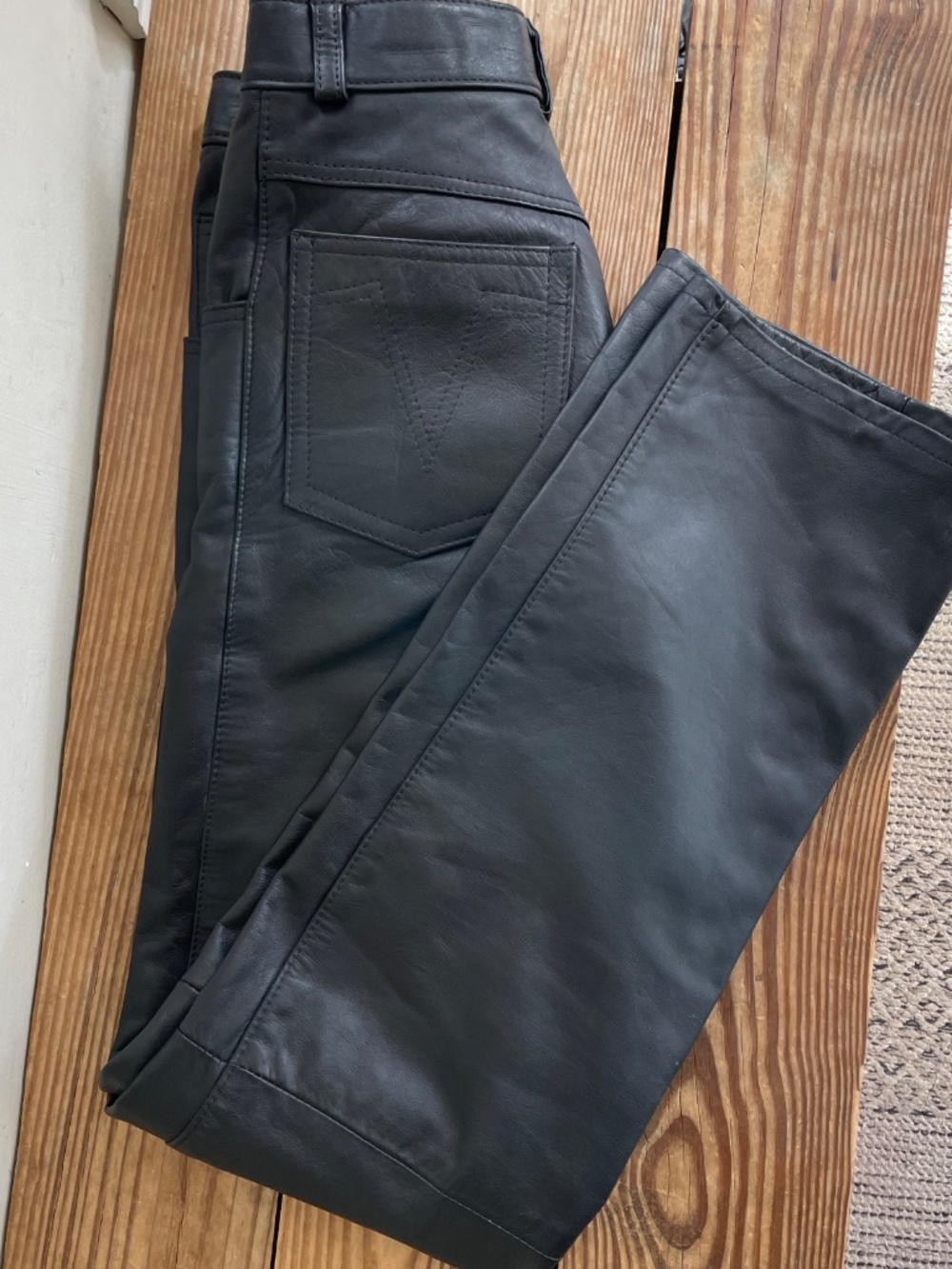 Vintage Reed Sportswear Genuine Black Leather High Waist straight Moto Pants XS - Picture 3 of 13